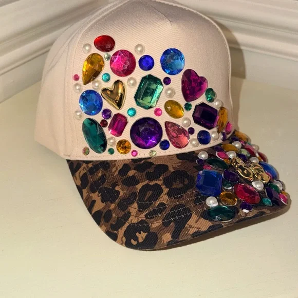 Embellished Leopard Print Baseball Cap - Multicolor - Picture 2 of 4
